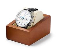 Papten Wooden Watch Holder Display Stand for Jewelry Storage Premium Microfiber Non-Slip Design for Dresser (Single Beige)