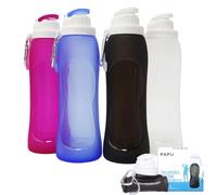PAPU Leak-proof ultra-light drinking bottle 500 ml,BPA-free,collapsible water bottle for sports, cycling, fitness, outdoor activities, sports(Black)