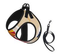 Papua New Guinea Flag Map Print Harness Leash Set For Cat And Small Dog, Adjustable, Reflective, And Escape-Proof Vest With Soft Breathable Mesh Lining