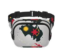 Papua New Guinea flag map01 print Cute Large Black Fanny Packs for Women Cross Body Waist Bag Nylon Fashionable Fanny Pack, Black, One Size