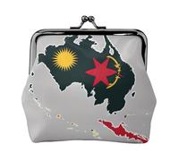 Papua New Guinea flag map01 small makeup bag for purse,kiss lock bank card storage bag retro compact multifunctional change bag, Black, One Size, Art Deco