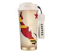 Papua New Guinea Flag Map03 Print Insulated Coffee Mug, 316 Stainless Steel Vacuum Leak-Proof Lid Cup, Keep Hot Or Cold