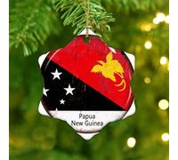 Papua New Guinea Hanging Ornaments State Flag Travel Sports Round Christmas Tree Ornament Ceramic Circle Hanging National Flag Nautical Gifts Christmas Bauble for Xmas Tree Decoration
