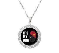Papua New Guinea It's My DNA Women's Necklaces Round Long Alloy Pendant Necklace Minimalist Tiny Jewelry Gift Silver-style-9