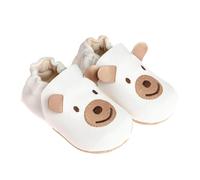 Papulin Unisex Bear Patterned Booties - White