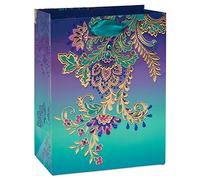 Papyrus 9" Medium Gift Bag for Mothers Day, Easter, Weddings, Bridal Showers and All Occasions, Jacobean Floral (1 Bag)