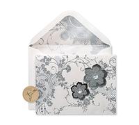 Papyrus Blank Cards with Envelopes, Lace and Flowers with Glitter (8-Count)