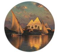 Papyrus Boats on The Nile River, Ancient Egyptian Pyramids Puzzle 1000pcs (67.5x67.5cm) Puzzles, Die Für Erwachsene Und Personen Ab 14 Jahren Geeignet Sind