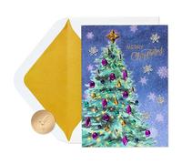 Papyrus Christmas Tree Card with Metallic Snowflakes (Joyful Wishes)