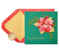 Papyrus Elegant Christmas Card with Red Poinsettia, Perfect for Anyone (Wonderful Holiday)
