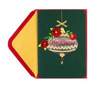 Papyrus Floral Teardrop Ornament Christmas Card