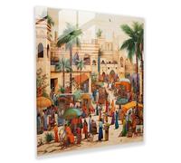 Papyrus Glass Printing: Living Egyptian bazaar - Papyrus, Lively, Modern Art, Egyptian bazaar, 50cm x 50cm