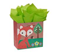 Papyrus Medium Gift Bag with Tissue Paper Bundle, Fox (1 Bag, 8-Sheets)