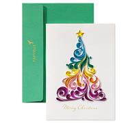 Papyrus Rainbow Quilled Christmas Tree Card, Perfect for Anyone (Joy and Peace)