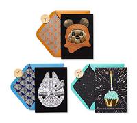 Papyrus Star Wars Birthday Card Assortment, Ewok, Cupcake, and Millennium Falcon (3-Count)
