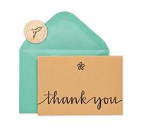 Papyrus Thank You Cards with Envelopes, Kraft with Flower (14-Count)