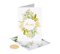 Papyrus Thank You Cards with Envelopes, Simple Leaf (14-Count)