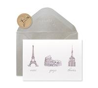 Papyrus Thank You Cards with Envelopes, World Icons (14-Count)