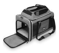 PAPZER Cat Carrier Top-Expandable 18x11x11, United Delta American Airline Approved Dog Carrier, Soft-Sided Pet Carry Bag Under-Seat in Cabin, Puppy Airplane Travel Crate TSA Plane Kitten Cage Grey
