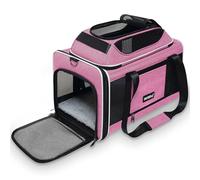 PAPZER Top-Expandable Cat Carrier 18x11x11, United Delta American Airline Approved Dog Travel Carrier, Soft-Sided Pet Carry Bag Under-Seat in Cabin, Puppy Airplane Crate TSA Plane Kitten Cage Pink