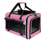 PAPZER Top Loading Medium Cat Carrier with Privacy Curtain, Delta Approved TSA Pet Travel Crate Suitcase Luggage Sleeve, Soft-Sided Dog Kennel Bag 18x11x11 United Airline Approved Under Seat Pink