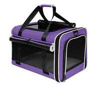 PAPZER Top Open Medium Cat Carrier Roll Up Flap, Delta Approved TSA Pet Travel Crate Suitcase Luggage Sleeve, Soft-Sided Dog Kennel Bag 18"x11"x11" United, American Airline Under Plane Seat Purple