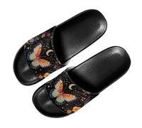 PAQGSREM Colorful Tie Dye Butterfly Mens Womens Slide Sandals Lightweight Open Toe Slippers Comfort Slides for Indoor Outdoor