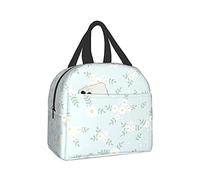 PAQGSREM Lunch Bag Daisy Flower Blue Insulated Lunch Box Cooler Tote for Adults Kid Girl Women Work Office School Picnic Beach Reusable Lunchbox Over 3 Years Old