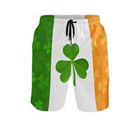 PAQGSREM Men's Irish Leprechaun Shamrock Beach Shorts Summer Swim Trunks Sports Running Bathing Suits with Mesh Lining