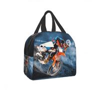 PAQGSREM Motorcycle Lunch Box for Kids Dirt-Bike Motocross Insulated Lunch Cooler Tote Bags Reusable Thermal Food Container with Front Pocket for Boys Men Women Girls Picnic Travel