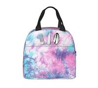 PAQGSREM Pastel Blue Pink Tie Dye Lunch Box Insulated Meal Bag Lunch Bag Reusable Snack Bag Food Container for Boys Girls Men Women School Work Travel Picnic