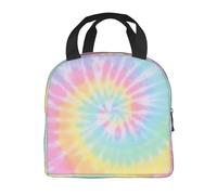 PAQGSREM Tie Dye Lunch Box Pastel Rainbow Spiral Lunch Bag for Girls Kids Teen Women Insulated Cooler Teto Bags for School School Picnic