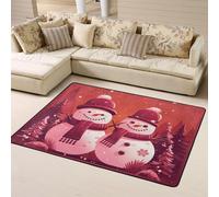 PAQOLSMCKR Area Rug 160x120 CM Machine Washable Floor Carpet Two Snowmen Together Area Rugs for Living Room Indoor Floor Door Mat Under Table Rug for Bedroom Home Decor