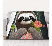 PAQOLSMCKR Bed Blankets 80"x60" Lightweight Flannel Blankets Cute Sloth Throw Blanket for Sofa Super Soft Warm Fleece Blanket for Couch Travel Camping