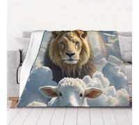 PAQOLSMCKR Bed Blankets 80"x60" Lightweight Flannel Blankets Lamb with A Lion Clouds Throw Blanket for Sofa Super Soft Warm Fleece Blanket for Couch Travel Camping
