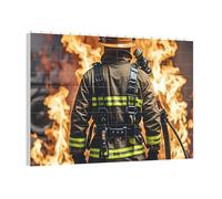 PAQOLSMCKR Building Brick Puzzles Square Firefighter Fireman Flame Building Block Puzzle Personalized Photo Block Puzzles Brick Puzzle for Adults Home Decor Gift