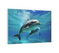 PAQOLSMCKR Building Brick Puzzles Square Marine dolphin Building Block Puzzle Personalized Photo Block Puzzles Brick Puzzle for Adults Home Decor Gift