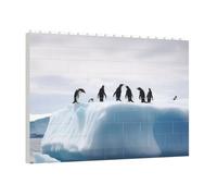 PAQOLSMCKR Building Brick Puzzles Square Penguins on the Iceberg Building Block Puzzle Personalized Photo Block Puzzles Brick Puzzle for Adults Home Decor Gift