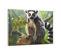 PAQOLSMCKR Building Brick Puzzles Square Ringtailed Lemur Building Block Puzzle Personalized Photo Block Puzzles Brick Puzzle for Adults Home Decor Gift