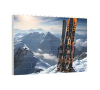 PAQOLSMCKR Building Brick Puzzles Square Skis on mountain Building Block Puzzle Personalized Photo Block Puzzles Brick Puzzle for Adults Home Decor Gift