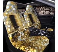 PAQOLSMCKR Car Seat Cover 2 Pack Seat Covers for Cars Gold Sequin Sparkle Seat Protectors Auto Seat Mat with Elastic Strap Waterproof Car Covers Auto Accessories Set of 2