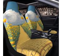 PAQOLSMCKR Car Seat Cover 2 Pack Seat Covers for Cars Poppies Field Yellow Brick Road Seat Protectors Auto Seat Mat with Elastic Strap Waterproof Car Covers Auto Accessories Set of 2