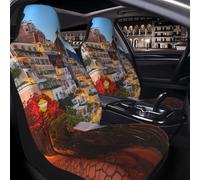 PAQOLSMCKR Car Seat Cover 2 Pack Seat Covers for Cars Positano Seaside Sunset Seat Protectors Auto Seat Mat with Elastic Strap Waterproof Car Covers Auto Accessories Set of 2