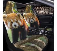 PAQOLSMCKR Car Seat Cover 2 Pack Seat Covers for Cars Red Pandas Seat Protectors Auto Seat Mat with Elastic Strap Waterproof Car Covers Auto Accessories Set of 2