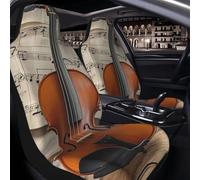 PAQOLSMCKR Car Seat Cover 2 Pack Seat Covers for Cars Violin Sheet Music Seat Protectors Auto Seat Mat with Elastic Strap Waterproof Car Covers Auto Accessories Set of 2