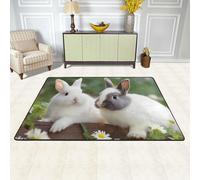 PAQOLSMCKR Door Mat Non-Slip Dirt Trapper Welcome Mats Machine Washable Doormat Two Little Cute Rabbits Front Door Mats Indoor Outdoor Entrance Floor Mat For Garage Patio Porch Farmhouse