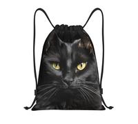 PAQOLSMCKR Drawstring Backpack Sackpack Foldable A black cat Backpack String Bag Sports Gym Bag for Women Men