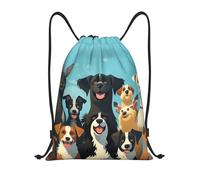 PAQOLSMCKR Drawstring Backpack Sackpack Foldable A large group of dogs Backpack String Bag Sports Gym Bag for Women Men