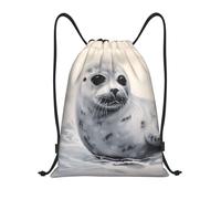PAQOLSMCKR Drawstring Backpack Sackpack Foldable Harp Seal Painting Backpack String Bag Sports Gym Bag for Women Men