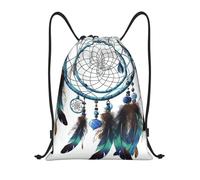 PAQOLSMCKR Drawstring Backpack Sackpack Foldable Native American Dream Catcher Backpack String Bag Sports Gym Bag for Women Men